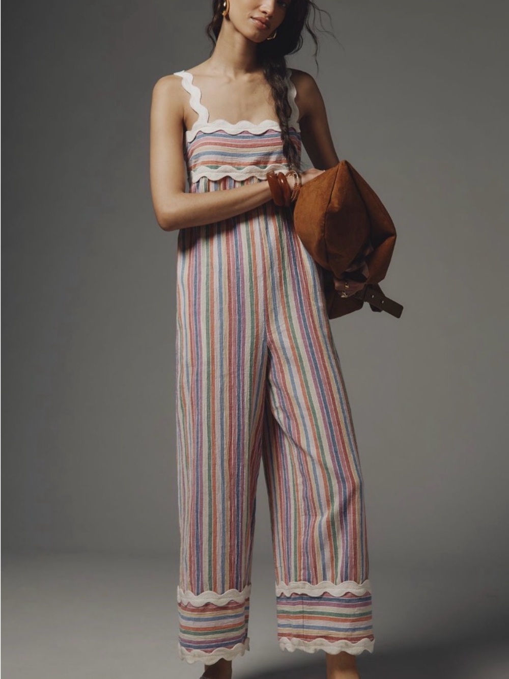 SAYLOR Multicolor Striped Jumpsuit with Cream Trim